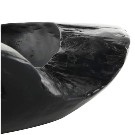 17.75" Black Teak Wood Handmade Live Edge Decorative Bowl